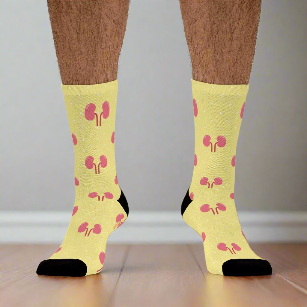 Yellow Kidney Nephrology/ Urology socks, Nephrologist, urologist, urology resident, urology nurse gift.