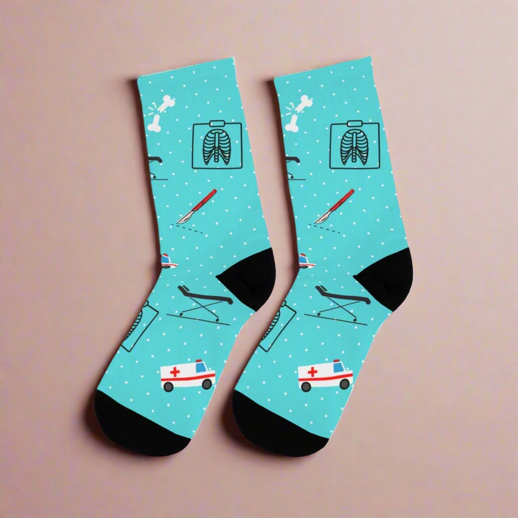 Emergency Medicine socks, ER doctor, trauma surgeon, ER nurse, ER tech, paramedic gift.
