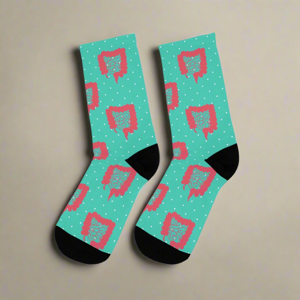 Blue Colorectal socks, Colon, surgeon gift, general surgery, gastrointestinal doctor, doctor socks.