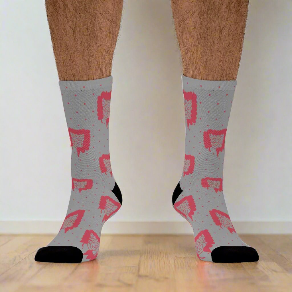Gray Colorectal socks, Colon, surgeon gift, general surgery, gastrointestinal doctor, doctor socks.