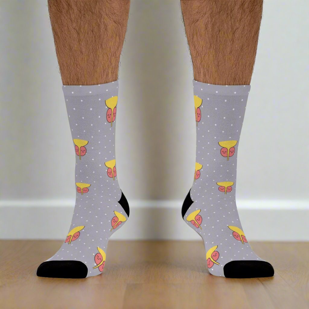 Grey Prostate socks, prostate socks, urologist, urology resident, urology nurse gift, doctor socks, anatomy socks.