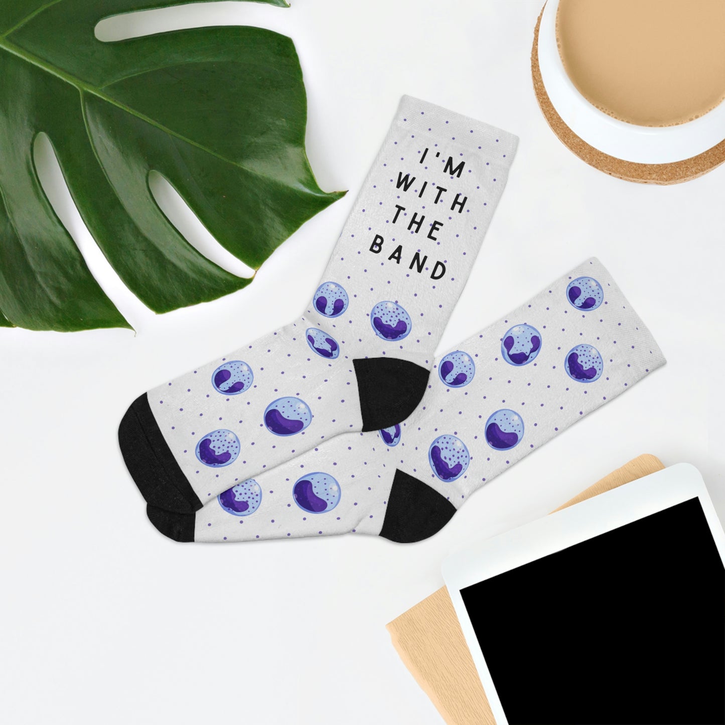 Hematology, Im with the band socks, doctor socks, lab tech socks, microbiology, blood cells, oncology socks, band cells, medical socks