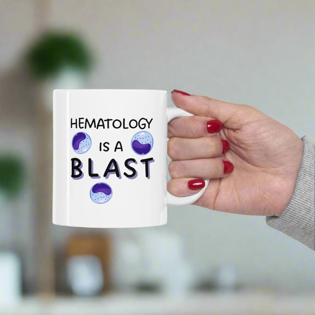 Hematology mug, blast cells, heme onc, doctor mug, blood study, lab tech, hematologist gift, medical humor