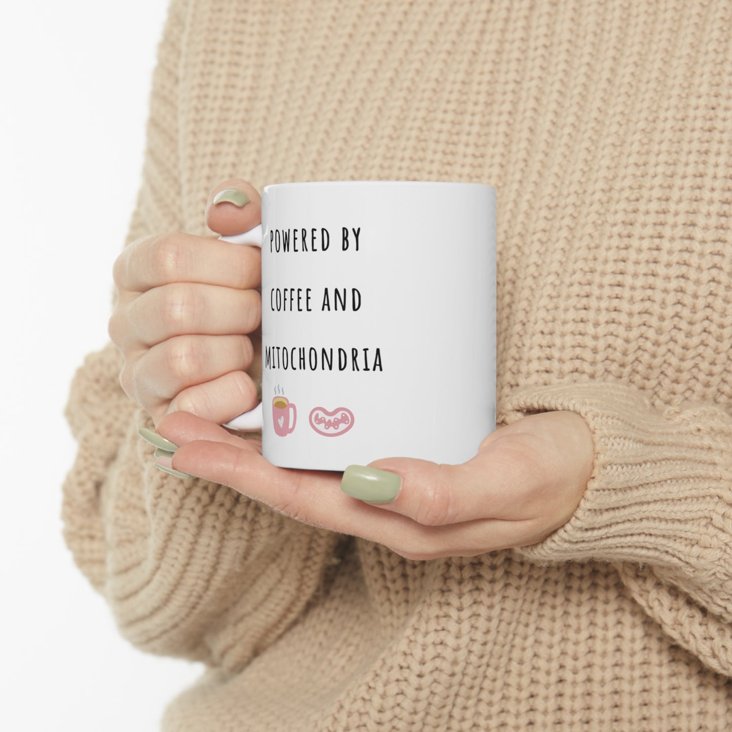 Powered by coffee and mitochondria, Cellular Biology, Science mug, Medical researcher, Science teacher, Physiology, Medical humor, graduation gift.