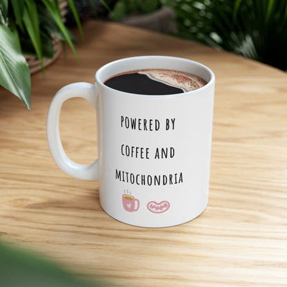 Powered by coffee and mitochondria, Cellular Biology, Science mug, Medical researcher, Science teacher, Physiology, Medical humor, graduation gift.