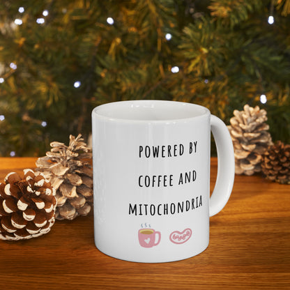 Powered by coffee and mitochondria, Cellular Biology, Science mug, Medical researcher, Science teacher, Physiology, Medical humor, graduation gift.