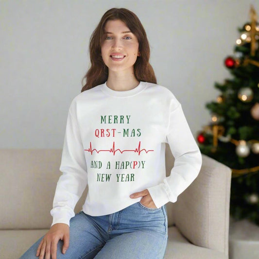 Cardiology Christmas Sweatshirt, Telemetry Nurse Holiday Gift, Cute Nurse Xmas Sweater, Cardiologist Christmas Gift, Heartbeat Print, Nursing Holiday Apparel