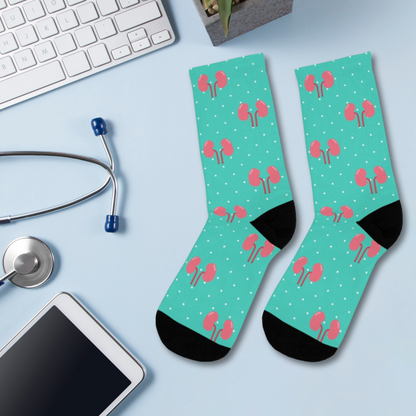 Blue Kidney Nephrology/ Urology socks, Nephrologist, urologist, urology resident, urology nurse gift.