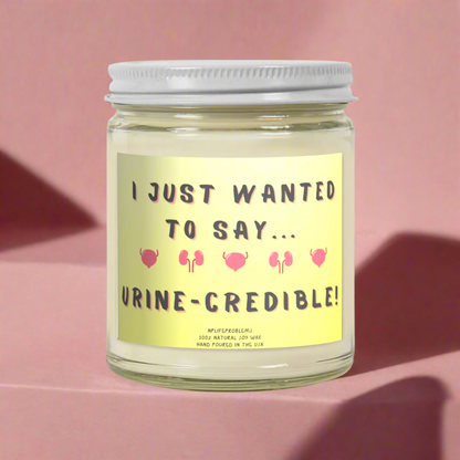 Urine-Credible candle, Urology gift, Bladder, Kidney, urologist, Nephrologist, Nephrology gift.