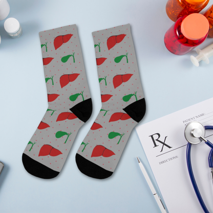 Liver and Gallbladder socks, hepatology, hepatobiliary, doctor socks, nurse socks, surgeon gift.