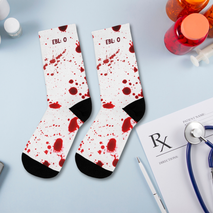 EBL:5 , Blood socks, surgeon gift, surgery nurse, OR nurse, doctor socks.