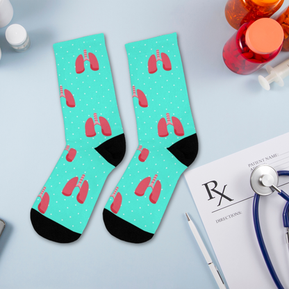 Lung socks, pulmonology, pulmonologist, respiratory therapy, RT new grad, RT gift, RT socks, Lungs, anatomy, doctor socks, lung surgeon