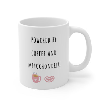 Powered by coffee and mitochondria, Cellular Biology, Science mug, Medical researcher, Science teacher, Physiology, Medical humor, graduation gift.