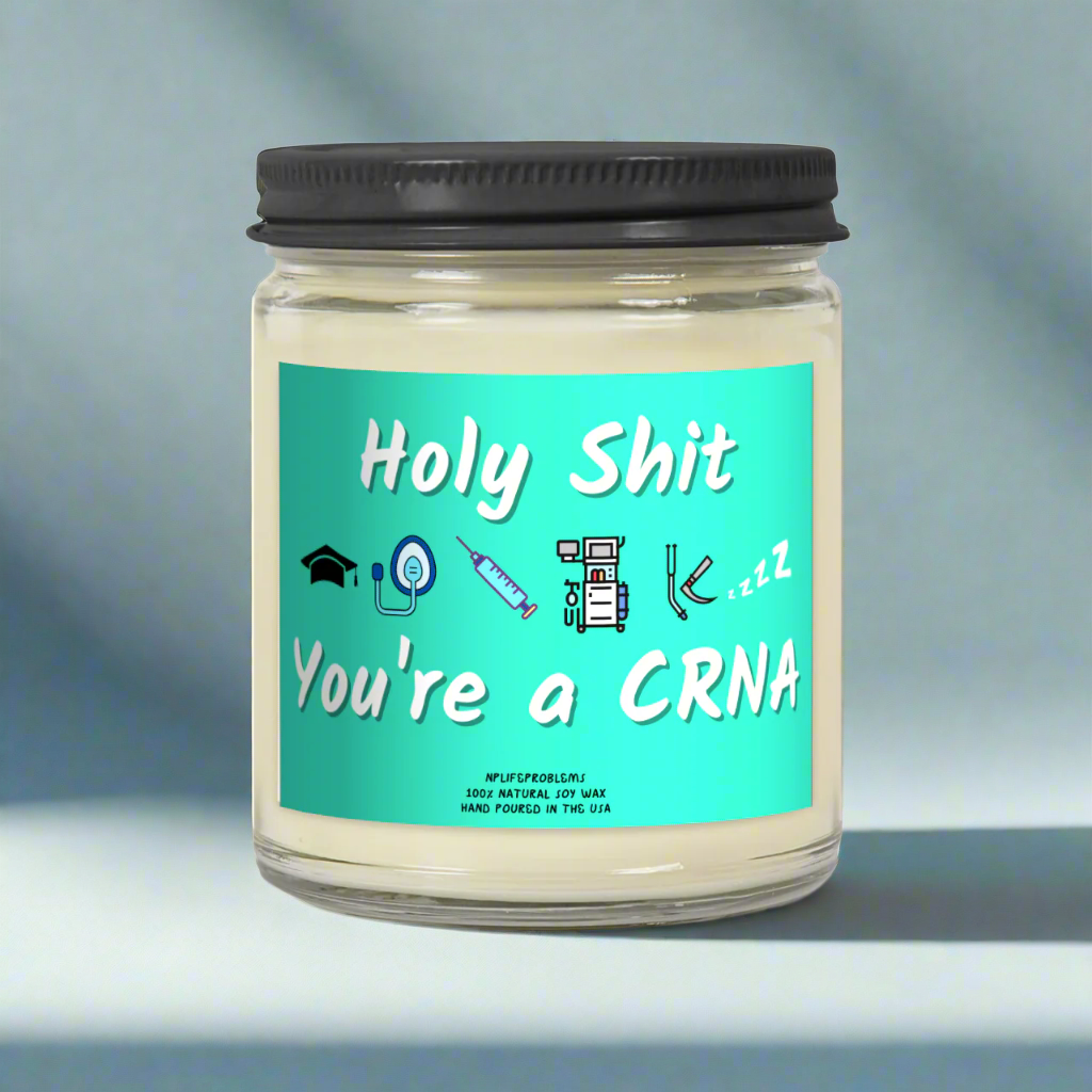 CRNA graduation gift, candle, SRNA, nurse anesthetist, anesthesia school, new grad gift