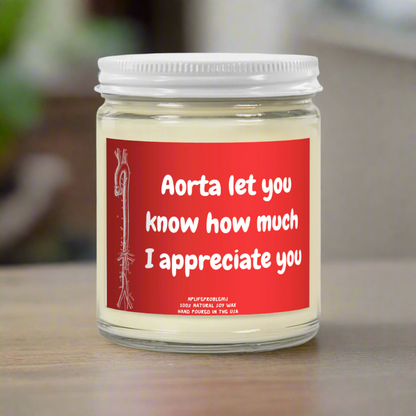 Aorta Appreciation candle, Vascular, Vascular surgeon gift, Abdominal Aorta, Doctor gift, Nurse gift, NP gift, thoracic surgery, MD humor