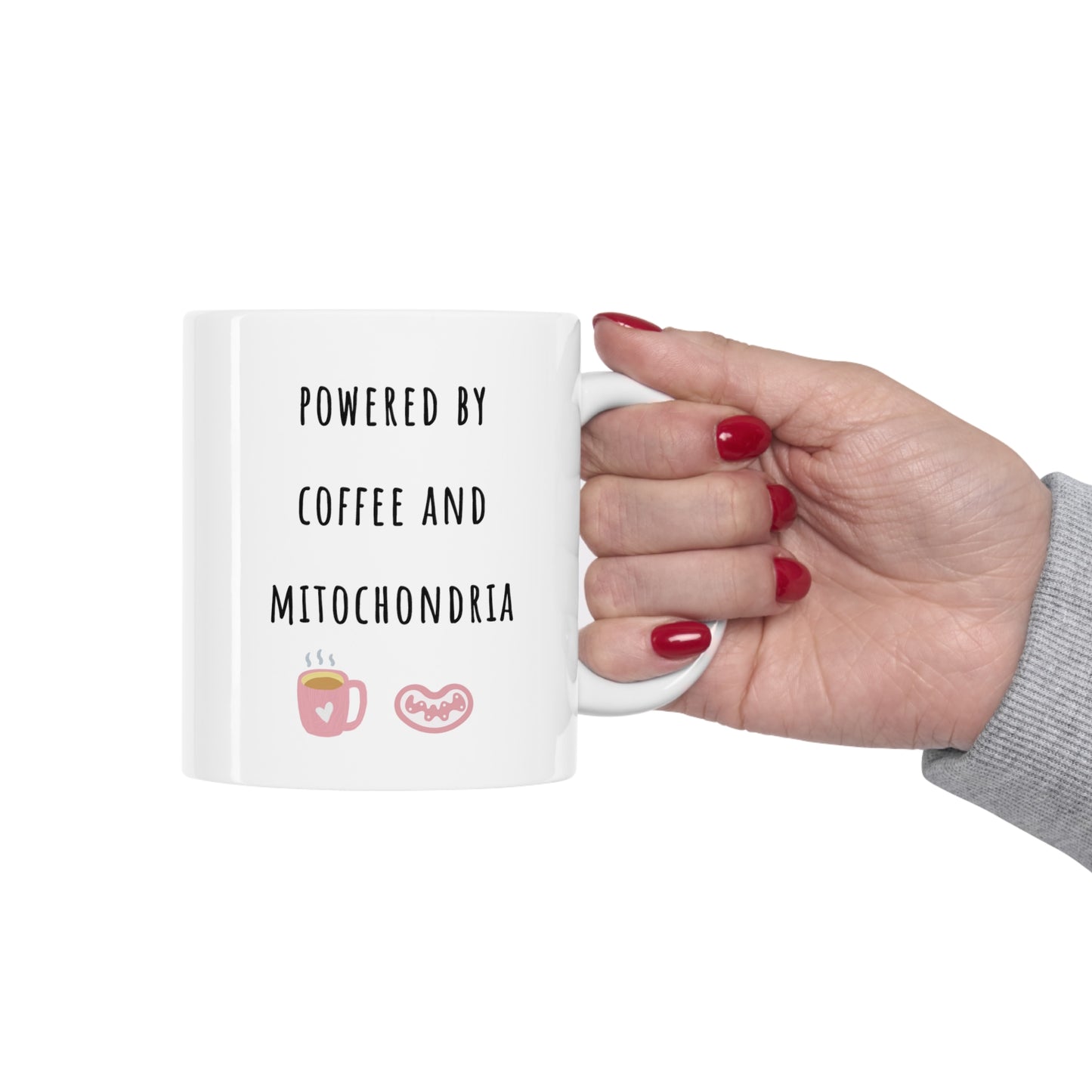 Powered by coffee and mitochondria, Cellular Biology, Science mug, Medical researcher, Science teacher, Physiology, Medical humor, graduation gift.