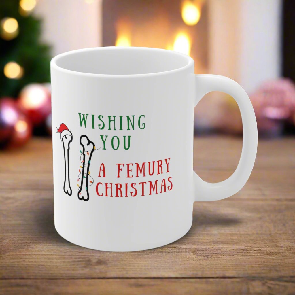 Orthopedics holiday mug, Trauma surgeon mug, Christmas medical mug, orthopedic surgeon holiday mug, Bone doctor, Nurse xmas mug, femur, medical humor