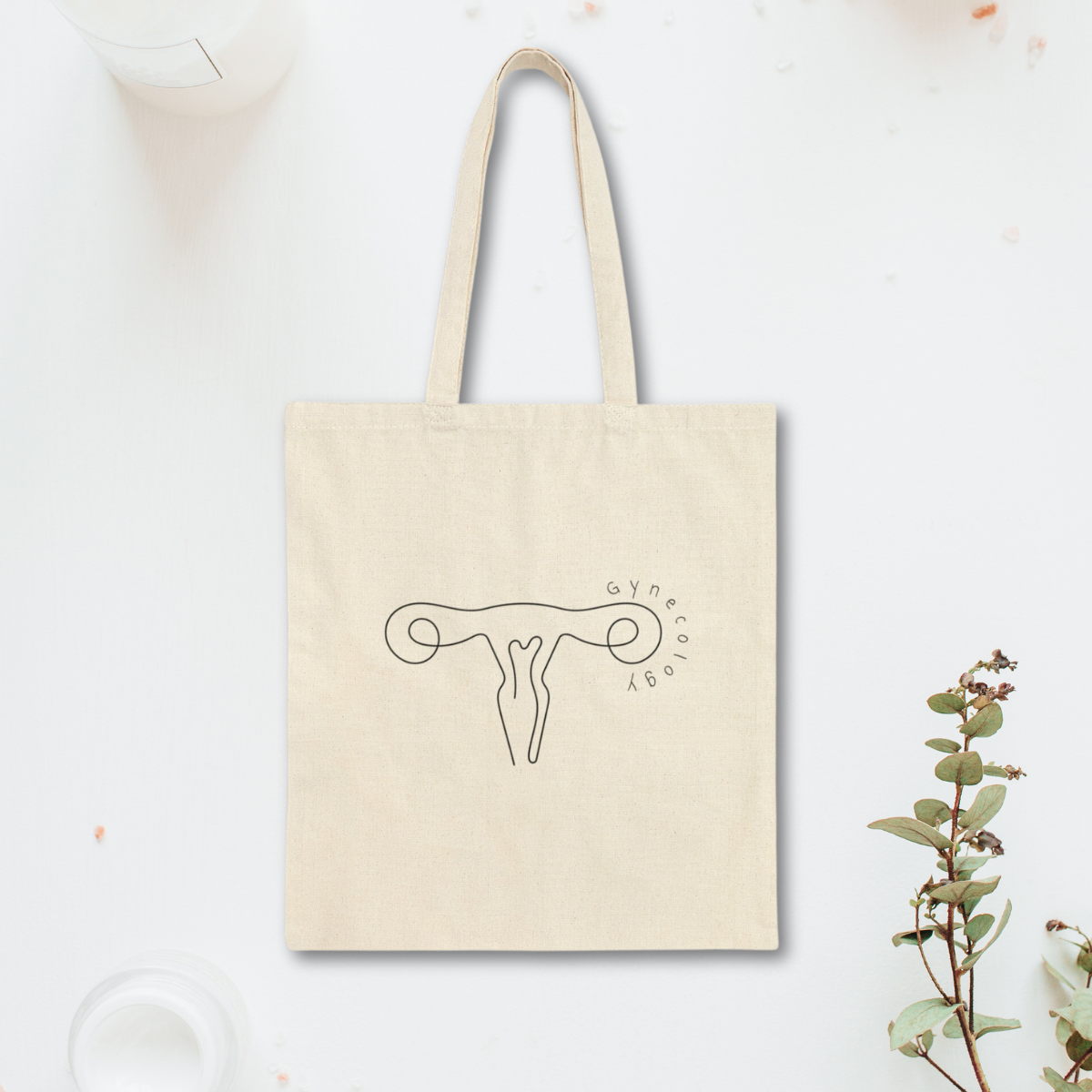 Gynecology Nurse work Tote Bag Minimalist Cute Graduation gift for Gynecologists and Gyn RNs Uterus Anatomical Womens health GynOnc Resident line art