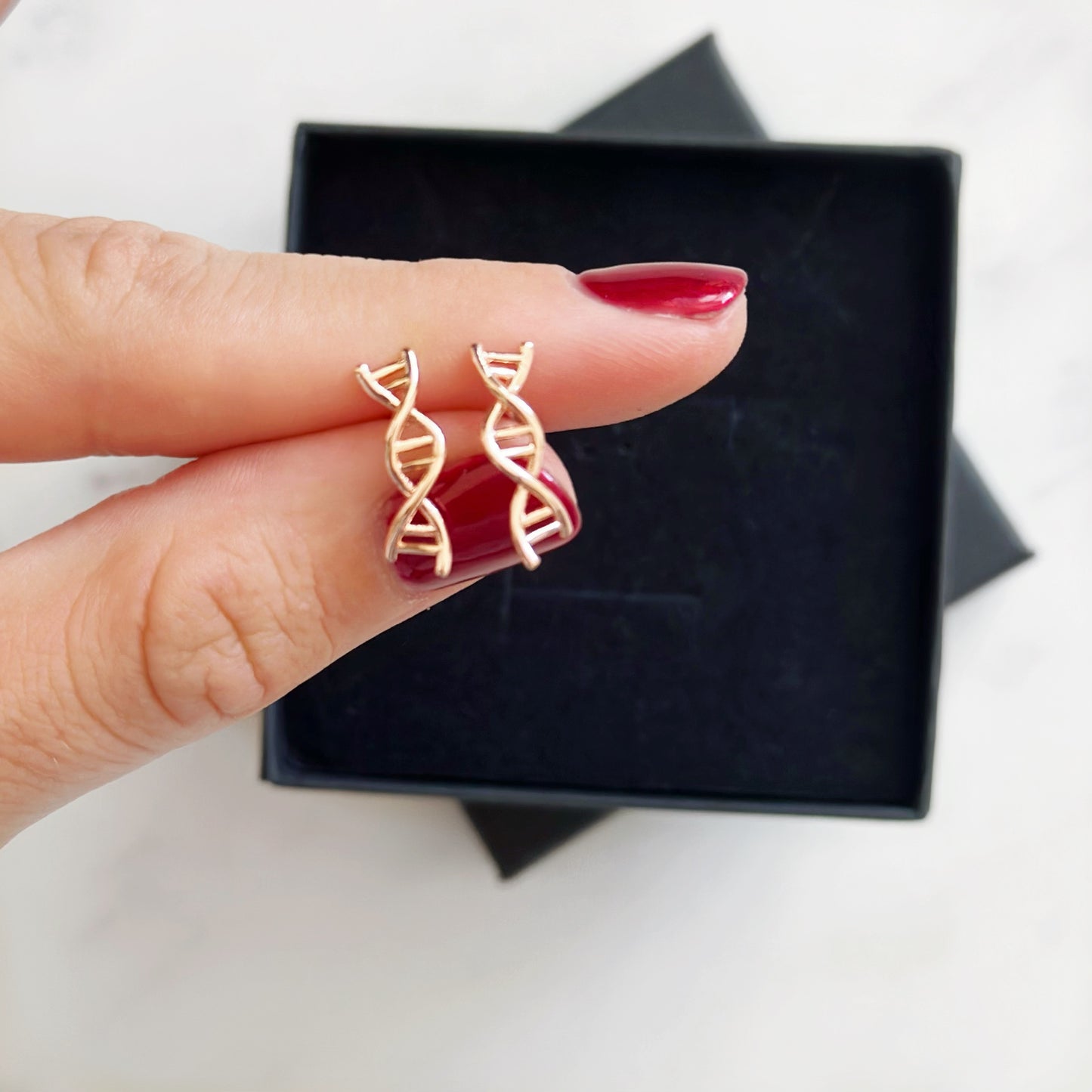 DNA earrings, great gift for anyone working in genetics, DNA science, or research