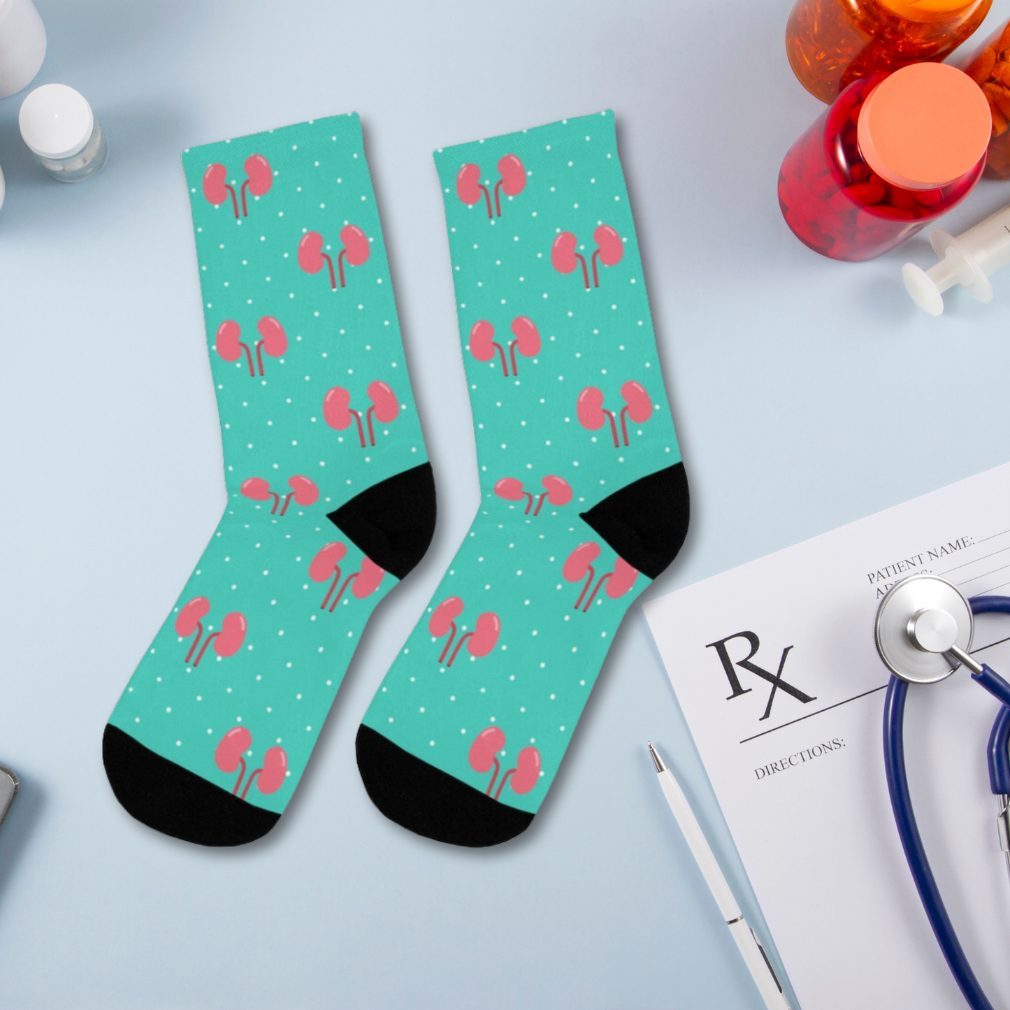 Blue Kidney Nephrology/ Urology socks, Nephrologist, urologist, urology resident, urology nurse gift.