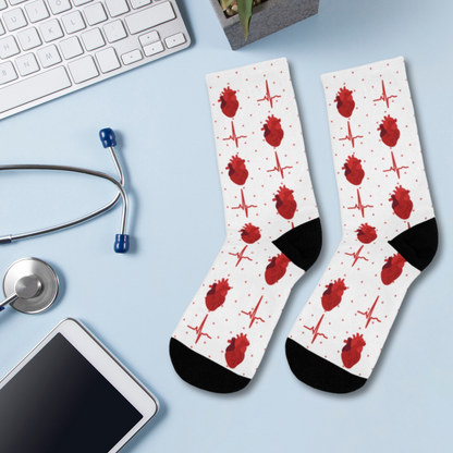 Cardiology socks, cardiologist, doctor socks, heart surgeon, cardiac nurse gift.