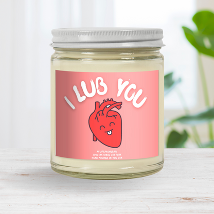 i lub you heart candle, valentines, anniversary gift. Medical humor, cardiology, cardiologist, nurse, doctor, physician assistant.