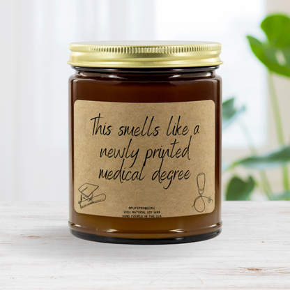 Doctor graduation gift, new grad MD, DO, resident graduation, medical school graduation, medical student gift, doctor candle.