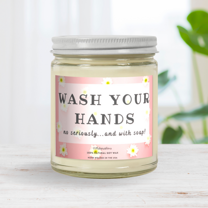 Wash your hands, bathroom candle