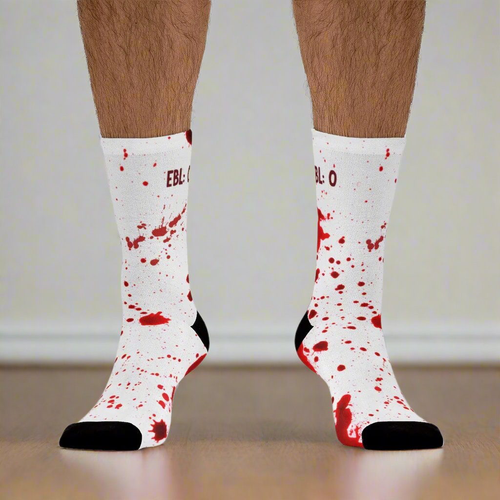 EBL:5 , Blood socks, surgeon gift, surgery nurse, OR nurse, doctor socks.