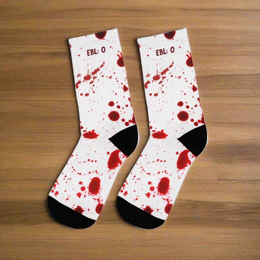 EBL:5 , Blood socks, surgeon gift, surgery nurse, OR nurse, doctor socks.