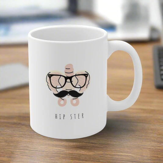 Hipster mug, pelvis, orthopedics, hip surgeon, hip surgery, orthopedic surgery, ortho resident, doctor gift, surgeon gift, medical humor, medical puns