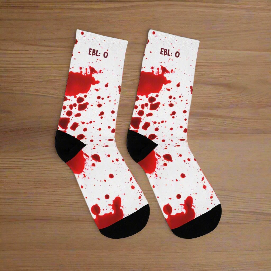 EBL:5 , Blood socks, surgeon gift, surgery nurse, OR nurse, doctor socks.