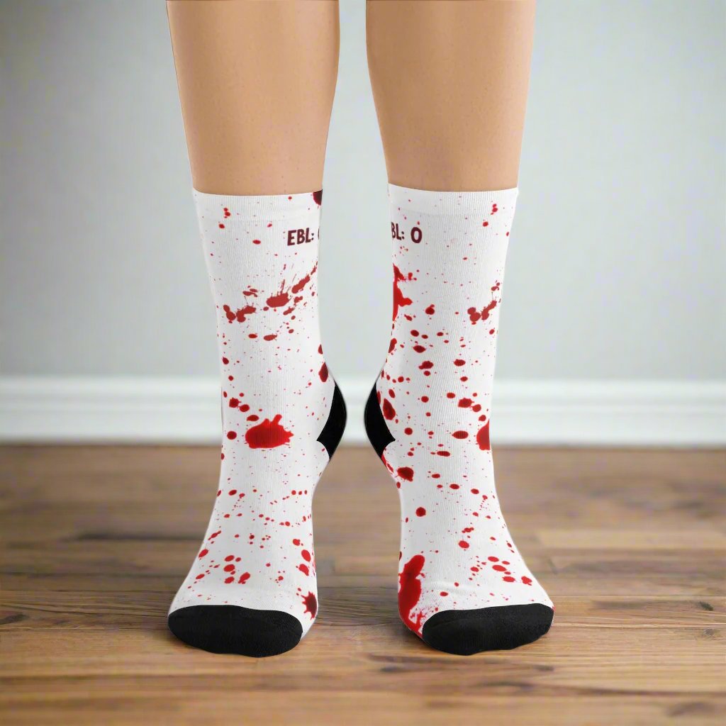 EBL:5 , Blood socks, surgeon gift, surgery nurse, OR nurse, doctor socks.