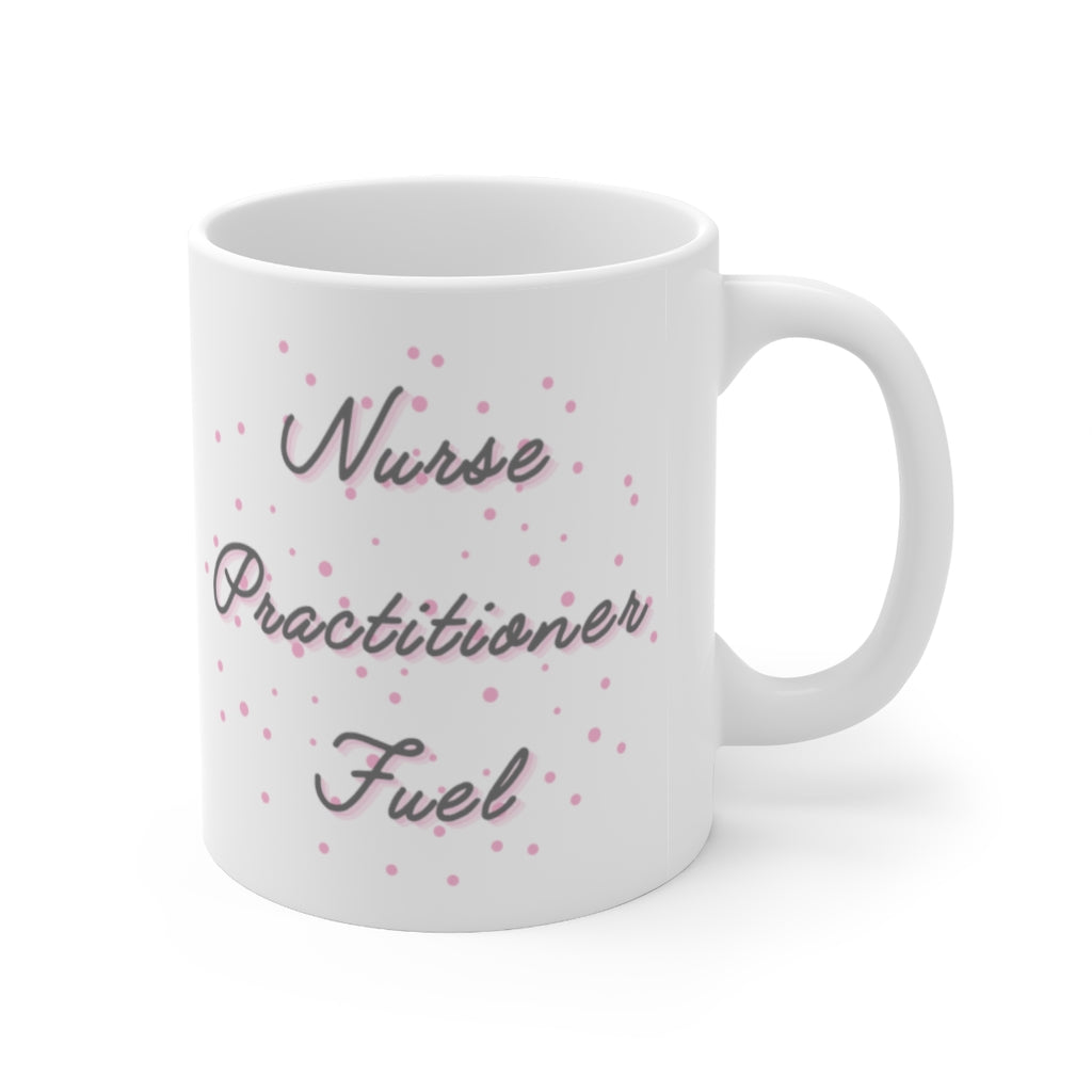 Pink and grey Nurse Practitioner Fuel mug, NP gift, Graduation, new grad NP, coworker gift.