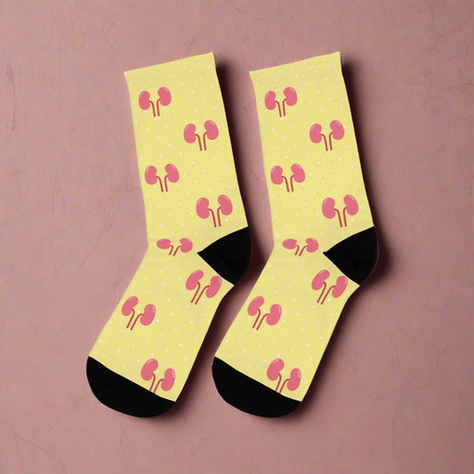 Yellow Kidney Nephrology/ Urology socks, Nephrologist, urologist, urology resident, urology nurse gift.